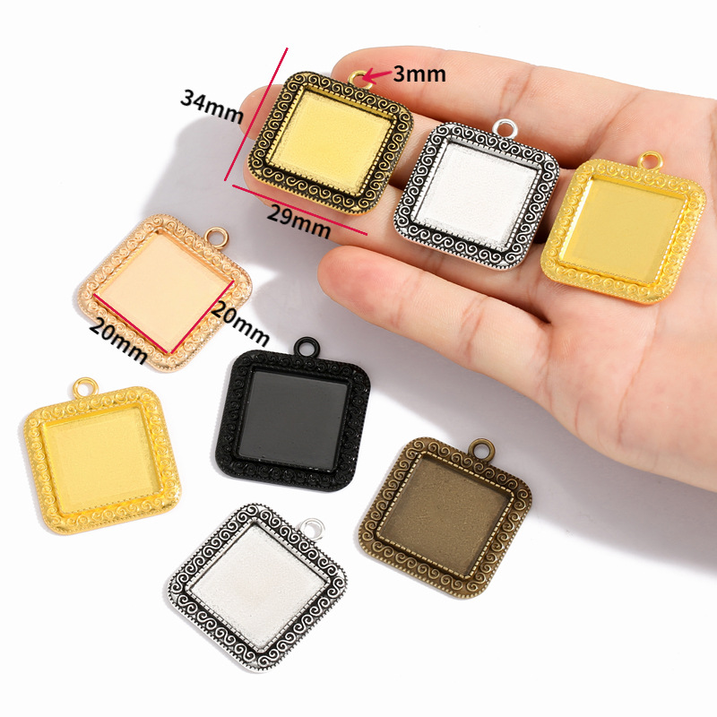 Square Metal Bezel Frames for Resin Jewelry Making | Wholesale DIY Pendant Supplies JS137