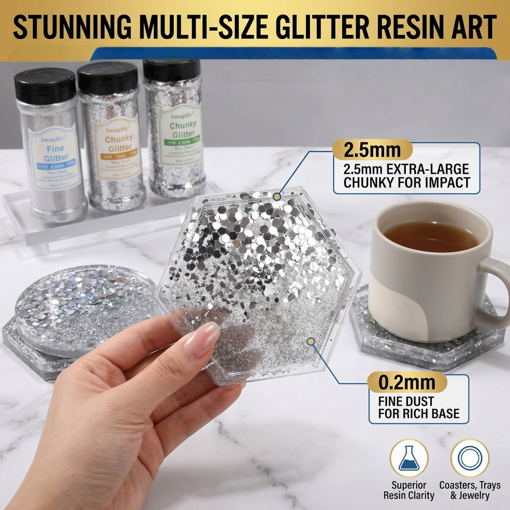 Factory Direct Chunky Glitter for Resin Art | Custom Colors & Bulk Packaging Available
