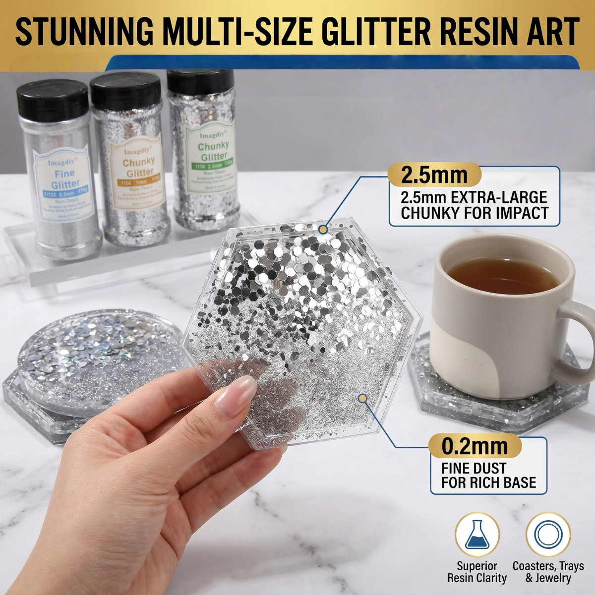 Factory Direct Chunky Glitter for Resin Art | Custom Colors & Bulk Packaging Available