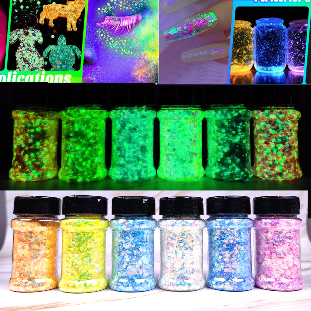 Glow in the Dark Resin Chunky Glitter for Coasters and Keychains