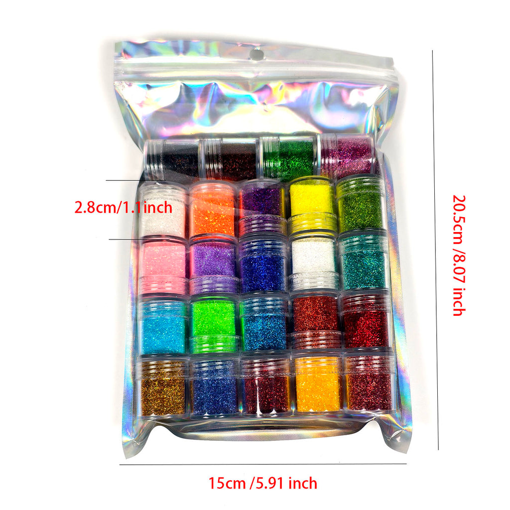 24PCS Extra Fine Glitter Powder for Epoxy Resin Art with Bulk Discount