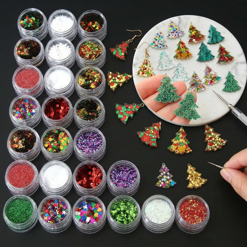Christmas Colorful Glitter Flakes for Resin Trays | Bulk Wholesale Price