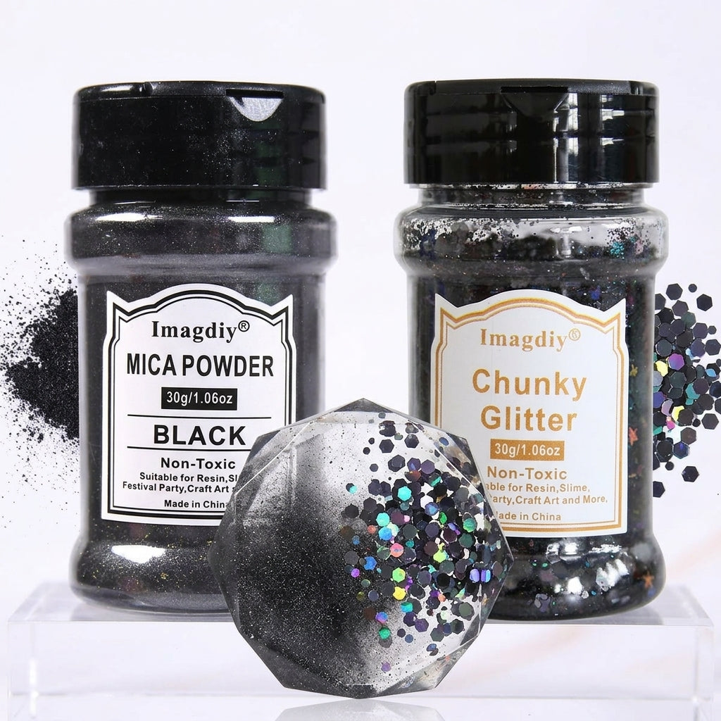 Wholesale Pearl Glitter Powder for Resin Art & DIY Crafts Black