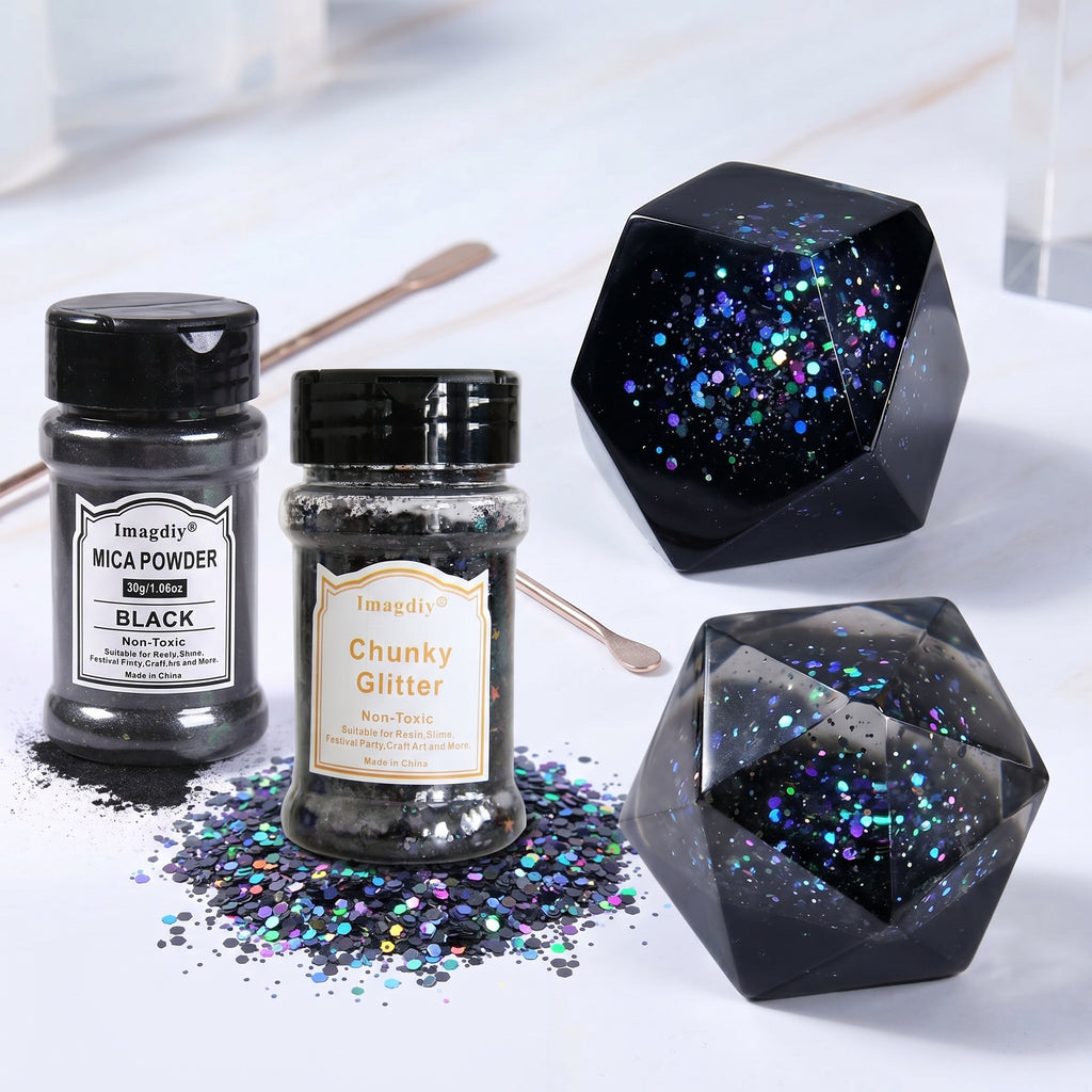 Wholesale Pearl Glitter Powder for Resin Art & DIY Crafts Black