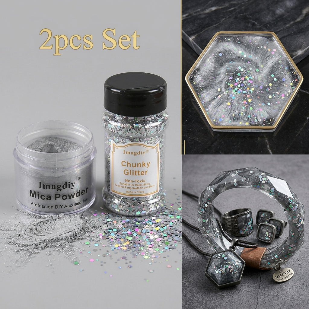 Bulk Glitter Powder and Mica Powder Kit for Resin Art Handmade Crafts Jewelry Making Supplies