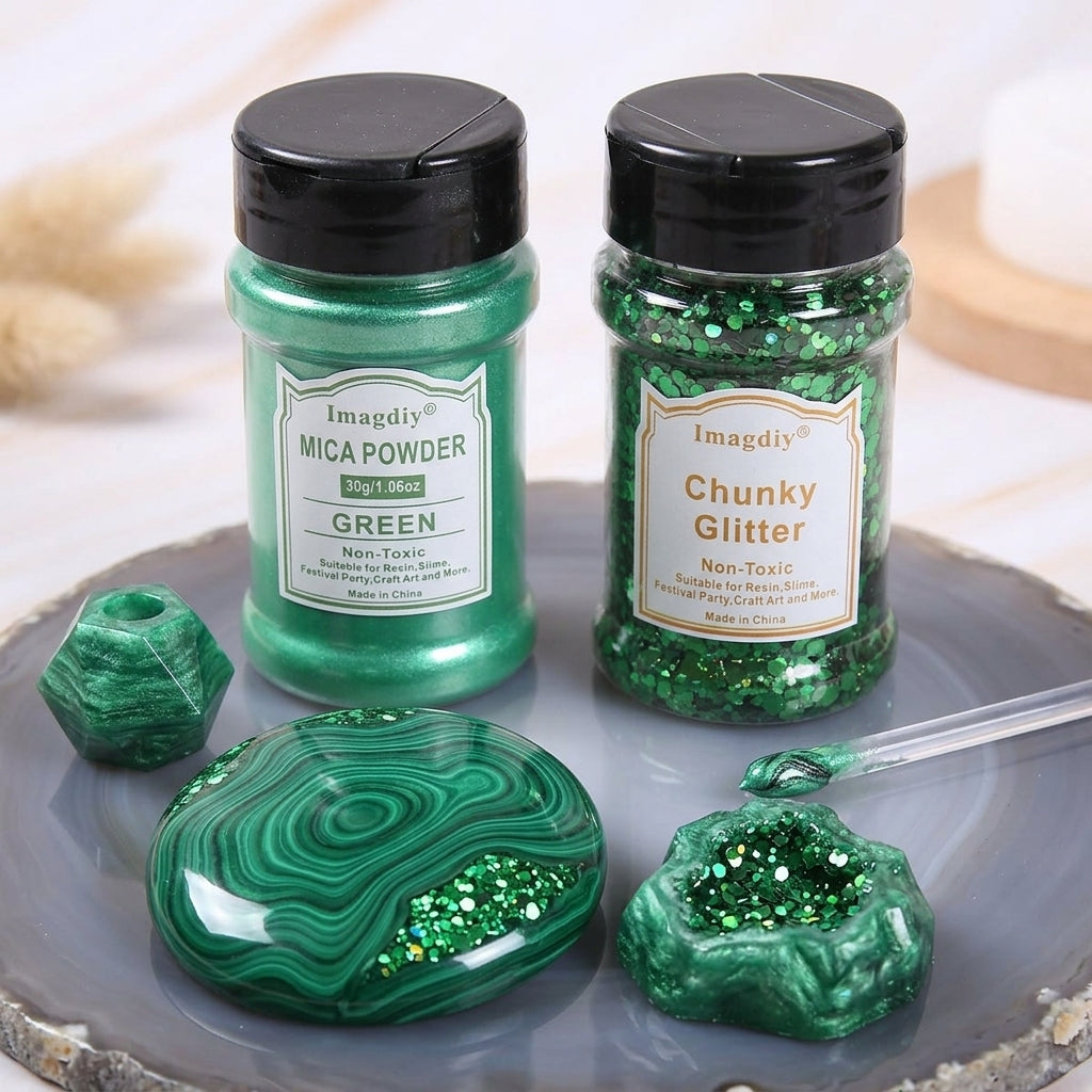 Professional Resin Craft Glitter Supplies Set with Chunky Glitter and Pearl Mica Powder for Handmade Projects