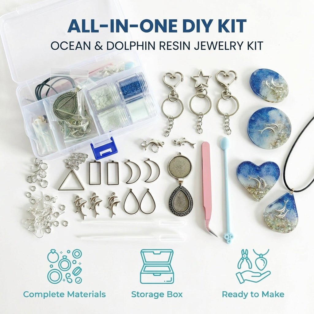 Wholesale Ocean Theme Resin Jewelry DIY Kit | Customizable Epoxy Resin Craft Set for Retailers & Craft Stores