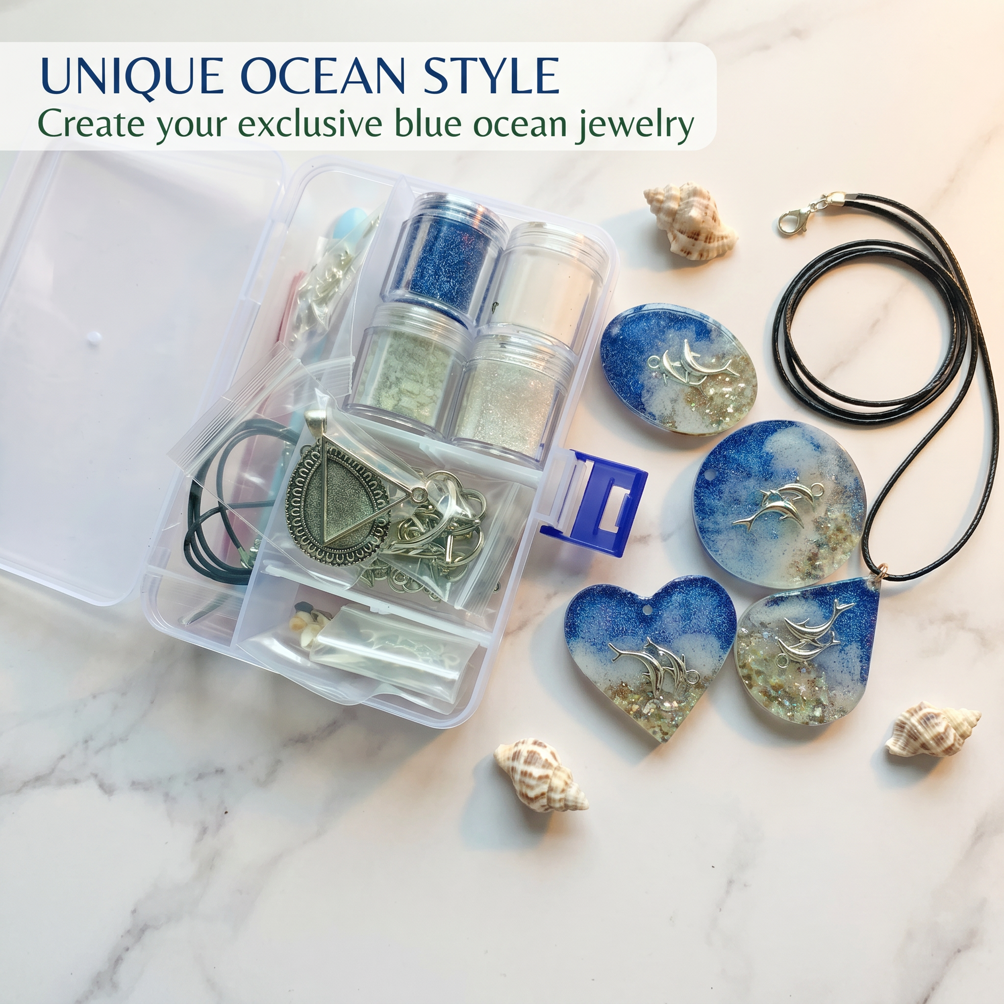 Wholesale Ocean Theme Resin Jewelry DIY Kit | Customizable Epoxy Resin Craft Set for Retailers & Craft Stores