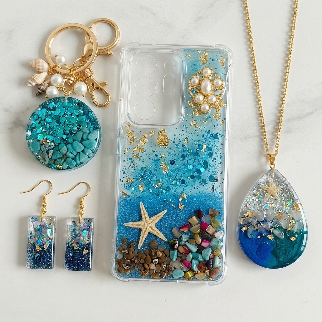 Ocean Custom DIY Resin Craft Kit for Earrings, Pendants and Keychains