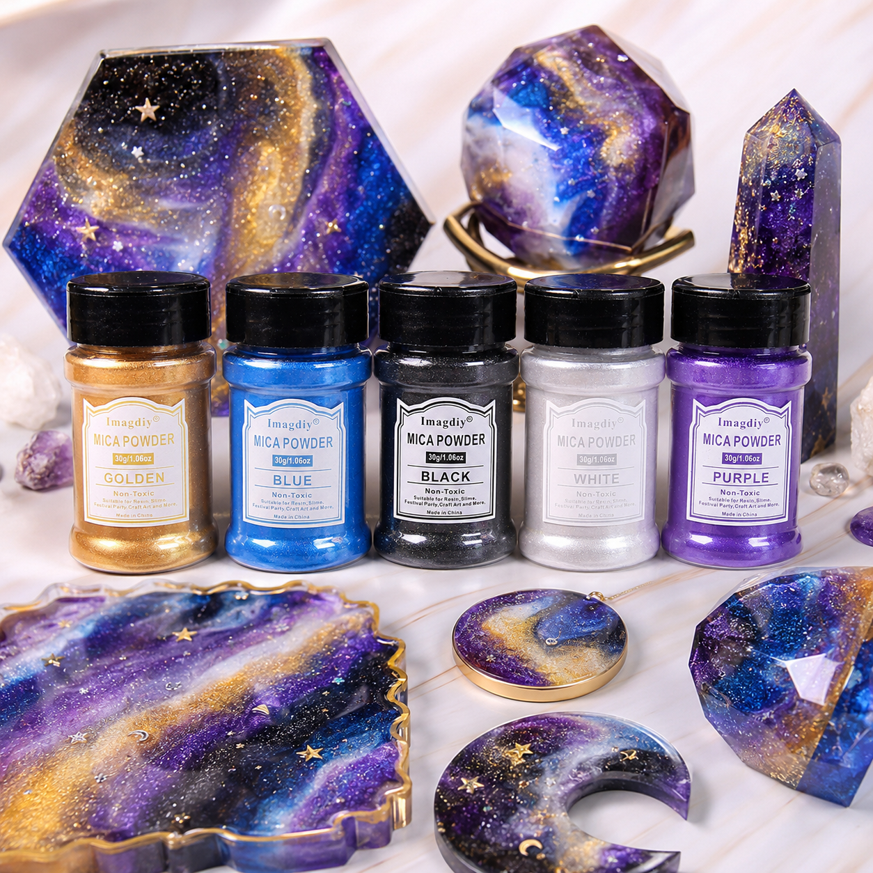 Galaxy Mica Powder Pigment for Resin Art, Coasters and Handmade Decorations