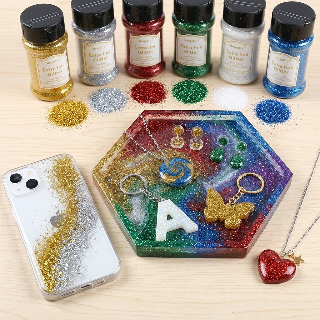 Chritsmas Chunky Glitter 4-Pack – Premium Textured Glitter with Stunning Depth & Shine – Ideal for Epoxy Resin Art, DIY Tumblers, and Mixed Media – OEM Wholesale Available