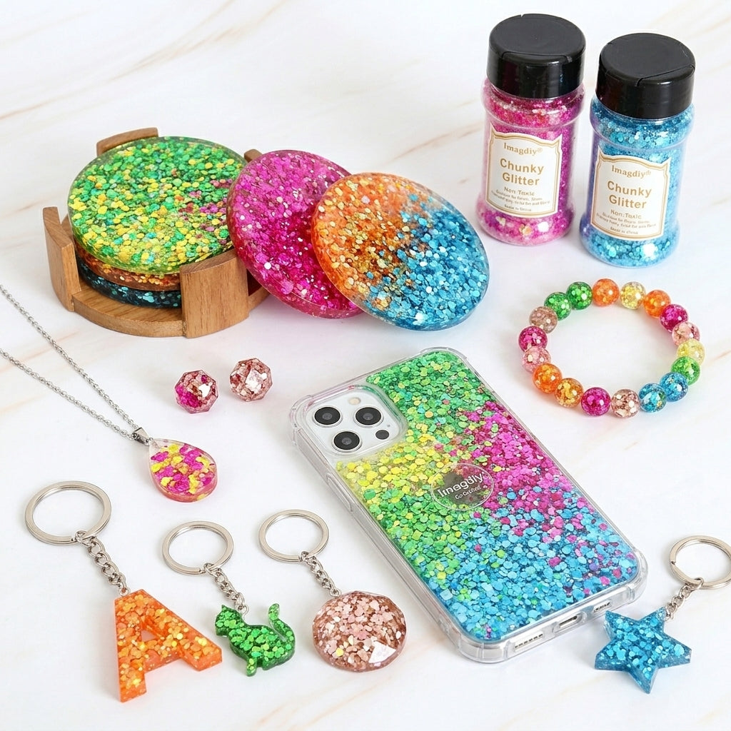 6-Color Iridescent Chunky Glitter Set for Resin Art, Epoxy Tumblers, Jewelry & DIY Crafts – Bulk Wholesale Craft Glitter Supplies