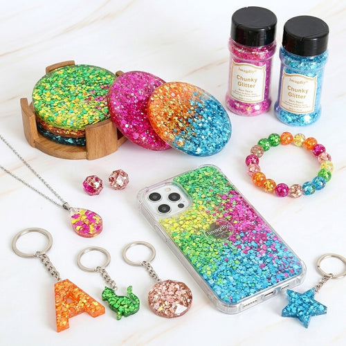 6-Color Iridescent Chunky Glitter Set for Resin Art, Epoxy Tumblers, Jewelry & DIY Crafts – Bulk Wholesale Craft Glitter Supplies
