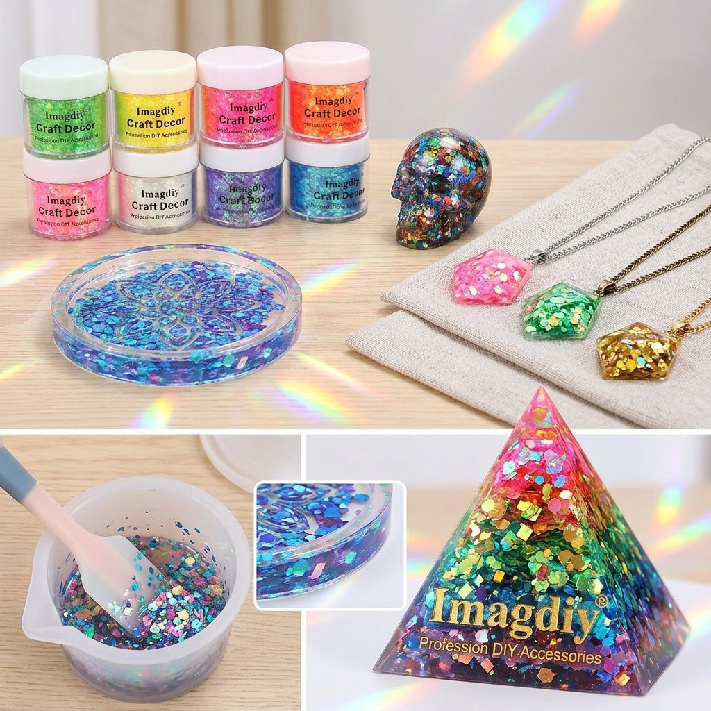 8 Colors Glitter Set 18g Each for Resin Crafts and DIY Projects