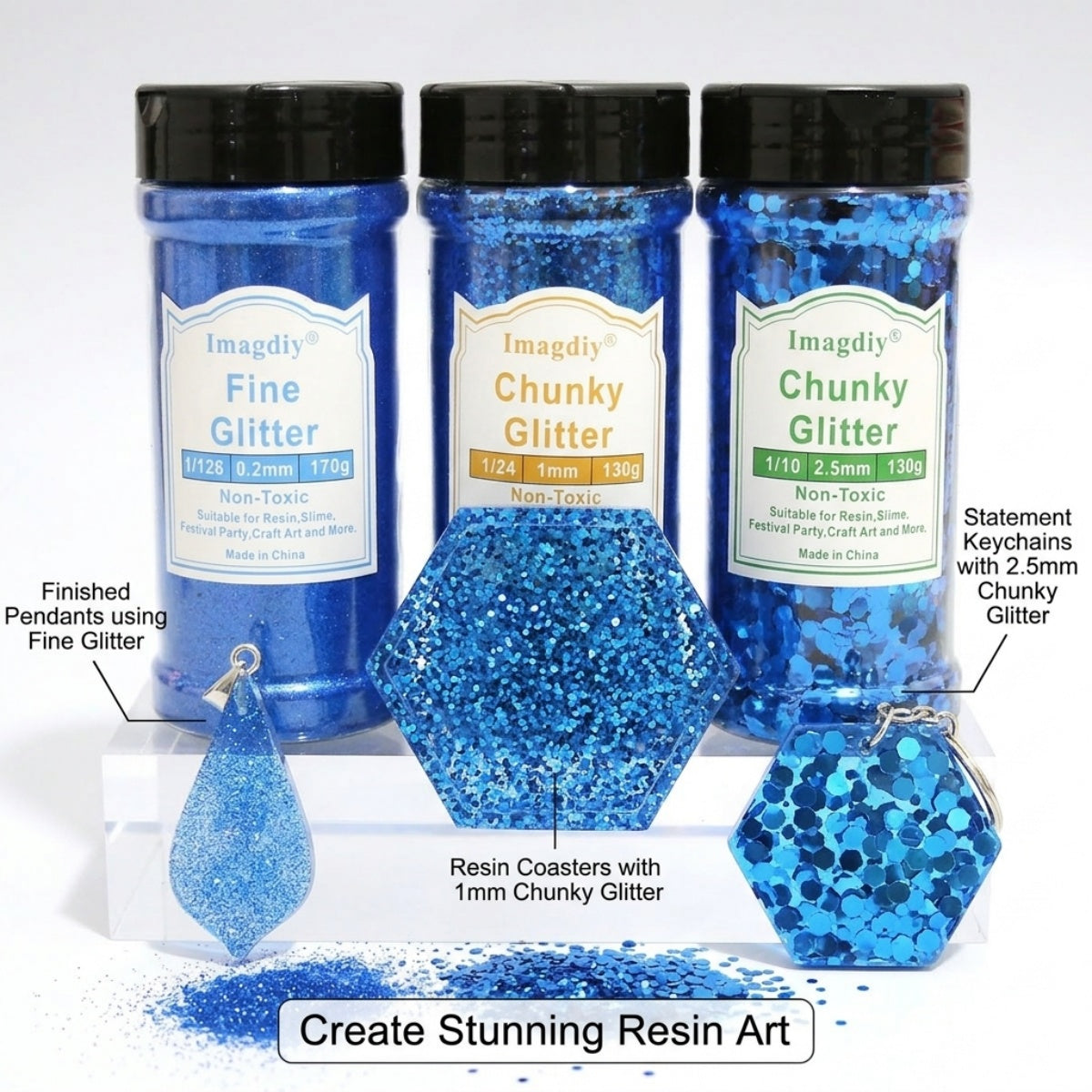 Ultra Sparkle Chunky Glitter Powder for Resin Casting & DIY Decoration Projects