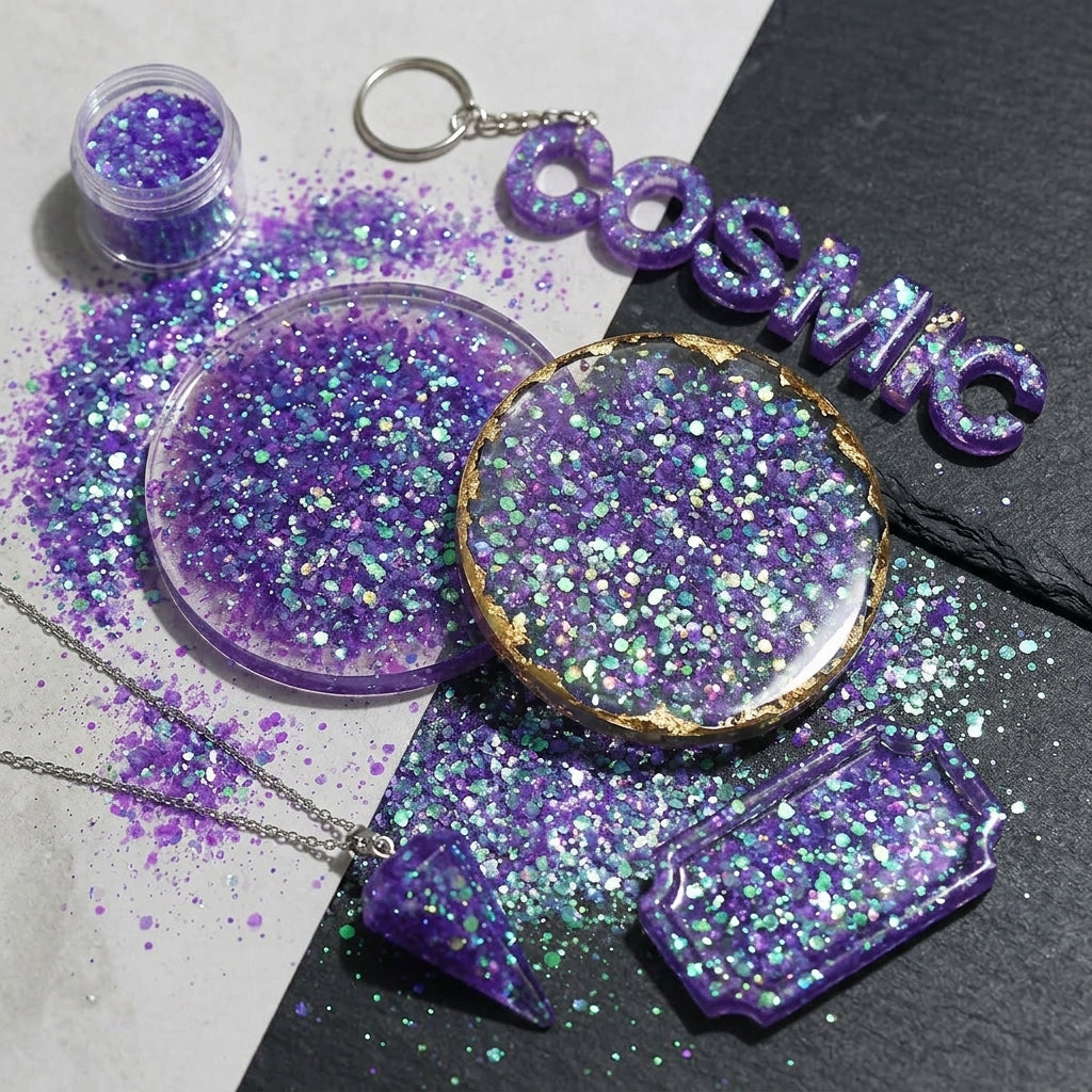 Iridescent Glitter Flakes for Resin Keychains and Custom Color Mix