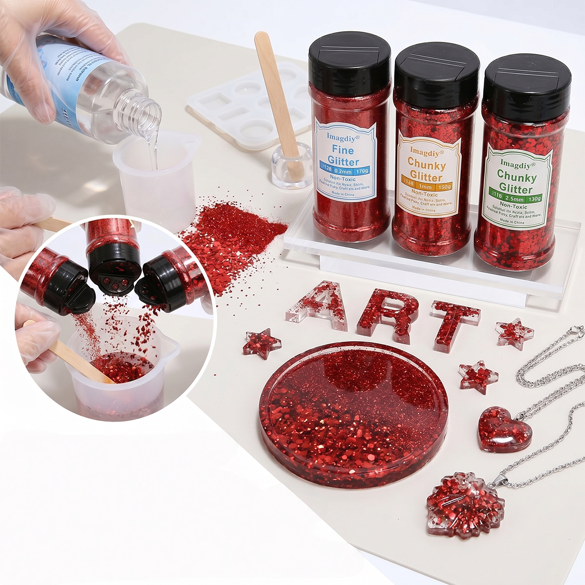 Premium Chunky Glitter Flakes for Resin Crafts | DIY Epoxy Art Decoration Materials