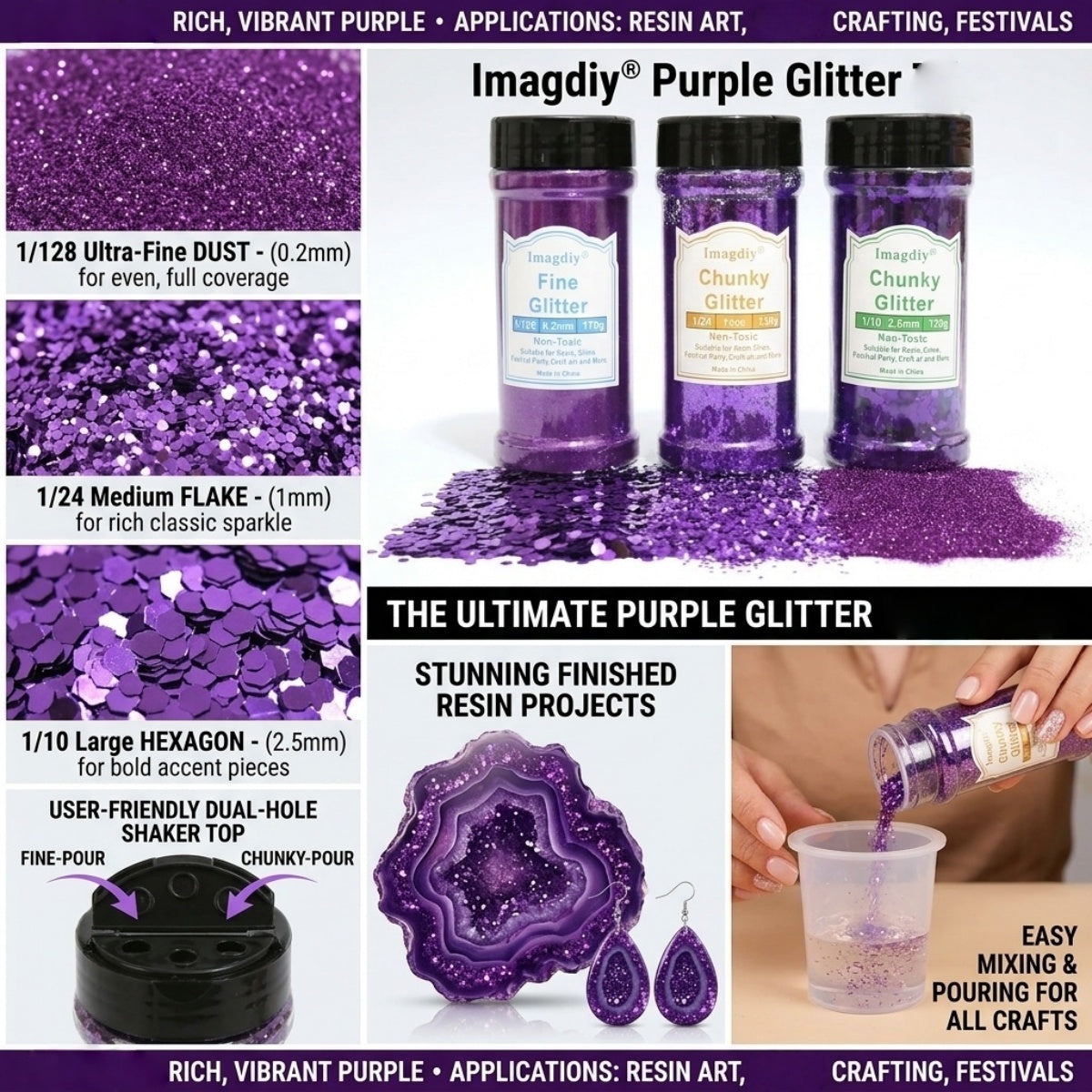 Wholesale Resin Glitter Flakes Collection | Large Glitter Pieces for Handmade Crafts