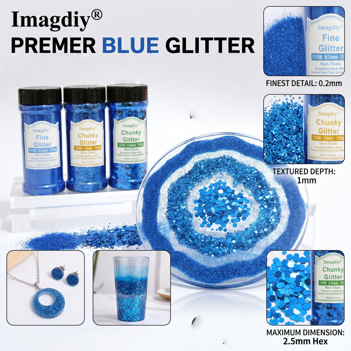 Ultra Sparkle Chunky Glitter Powder for Resin Casting & DIY Decoration Projects
