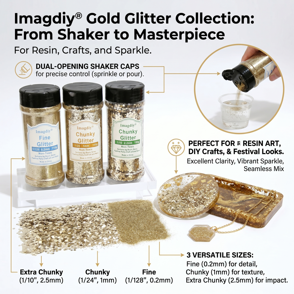Metallic Chunky Glitter for Epoxy Resin Jewelry & Decorative Art Supplies