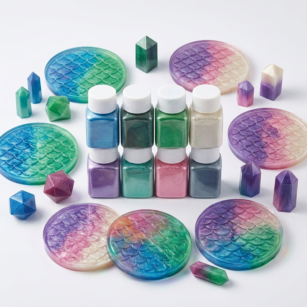 Ocean Mermaid Mica Powder Set of 8 Vibrant Colors for Epoxy Resin Crafts Making Jewelry | Low MOQ
