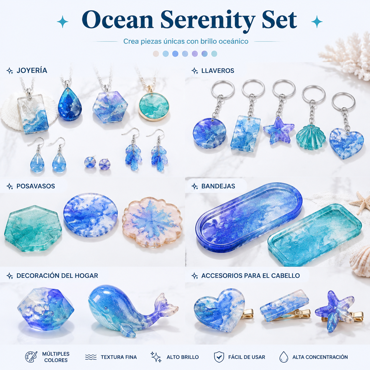 Ocean Mica Powder Color Pigment for Resin Coasters and Keychains