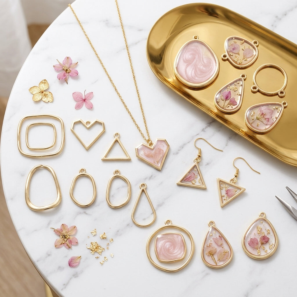 Gold Metal Bezel Frames for Resin Crafts | DIY Jewelry Making Components Wholesale Supplier