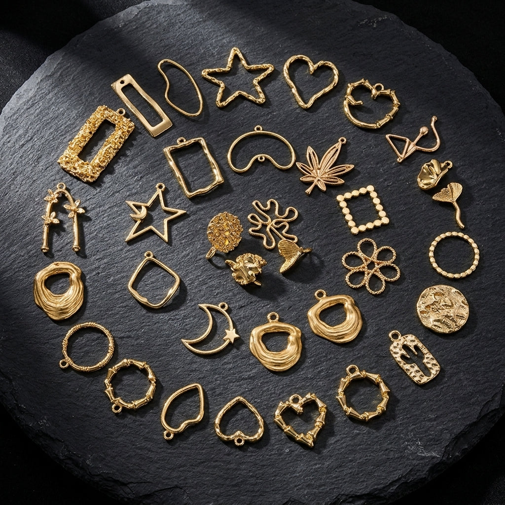 Gold Metal Bezel Frames for Resin Art Pendants | Jewelry Making Supplies Wholesale JS071