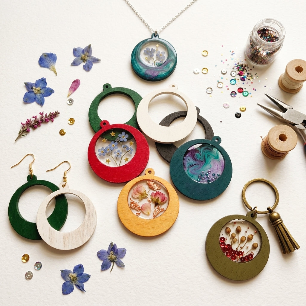 Wooden Bezel Frames for Resin Jewelry Making | DIY Handmade Pendant Supplies Wholesale