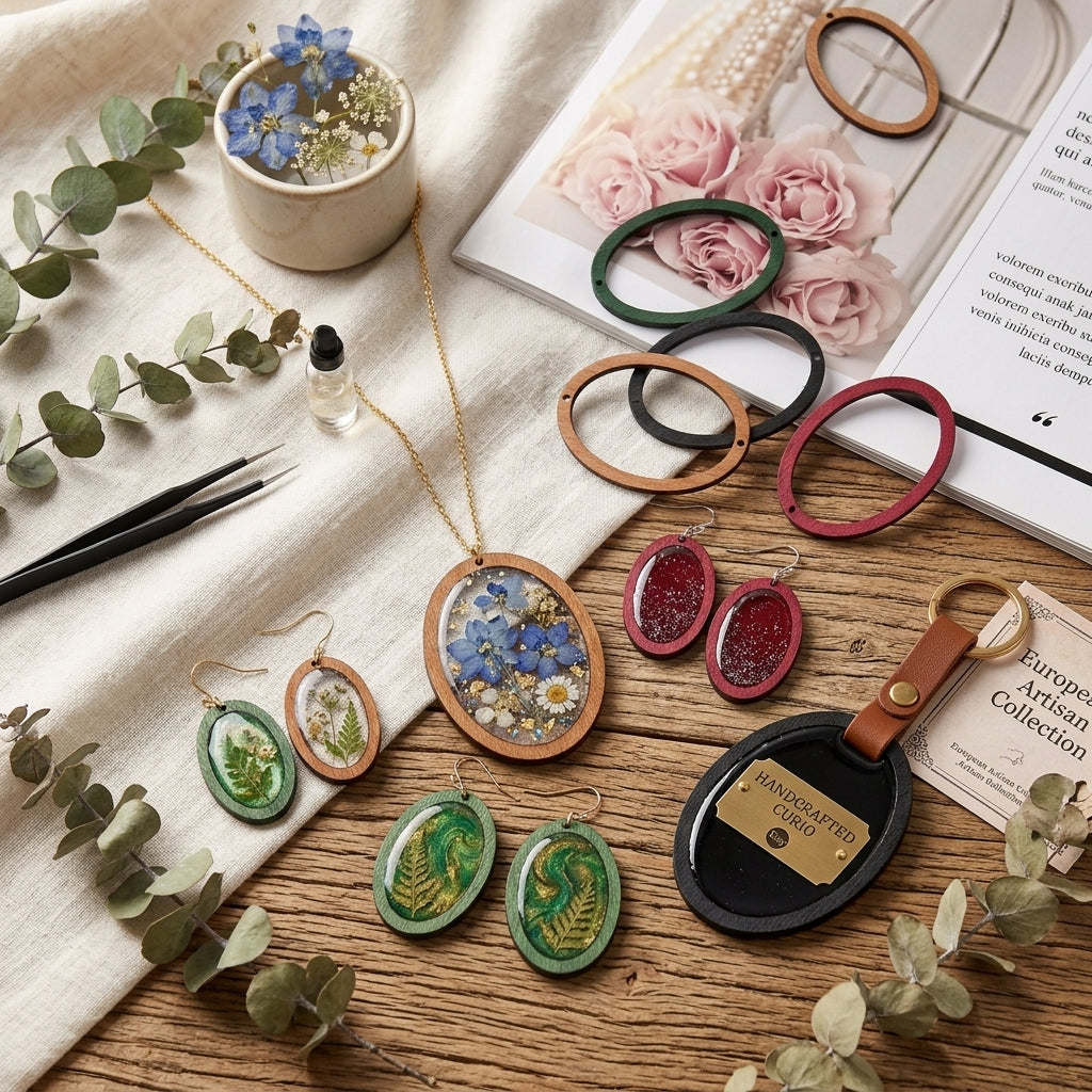 Wholesale Wooden Pendant Frames for Resin Art | DIY Jewelry Craft Supplies Manufacturer