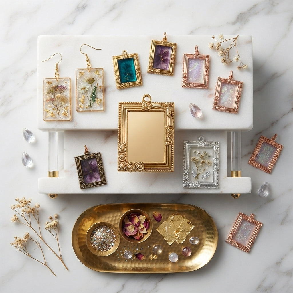 Geometric Metal Pendant Frames for Epoxy Resin Art | Wholesale DIY Craft Accessories