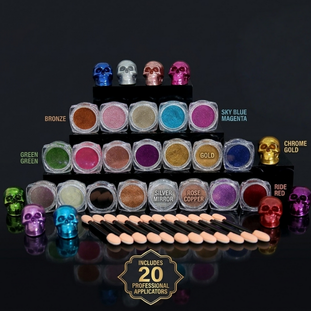 Factory Direct 20 Colors Chrome Pigment Powder Set | Bulk Supply & OEM Available