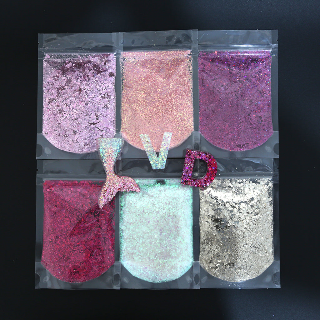 6pcs Holographic Glitter set Flakes for Epoxy Resin Crafts with OEM Packaging
