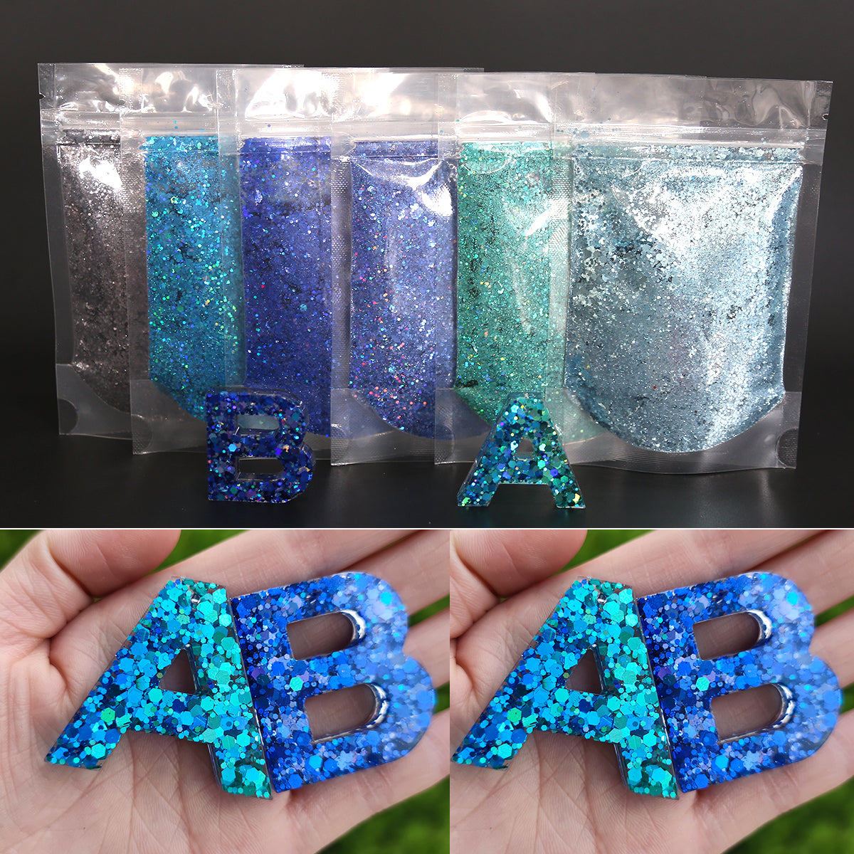 6pcs Laser Glitter Flakes for Resin Jewelry Making with Low MOQ Supply