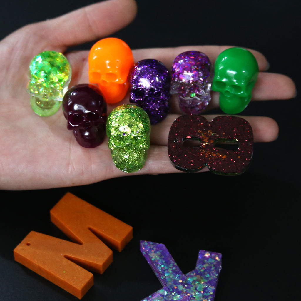 Holloween Theme 10pcs Glitter Mix for Resin Jewelry and Keychains
