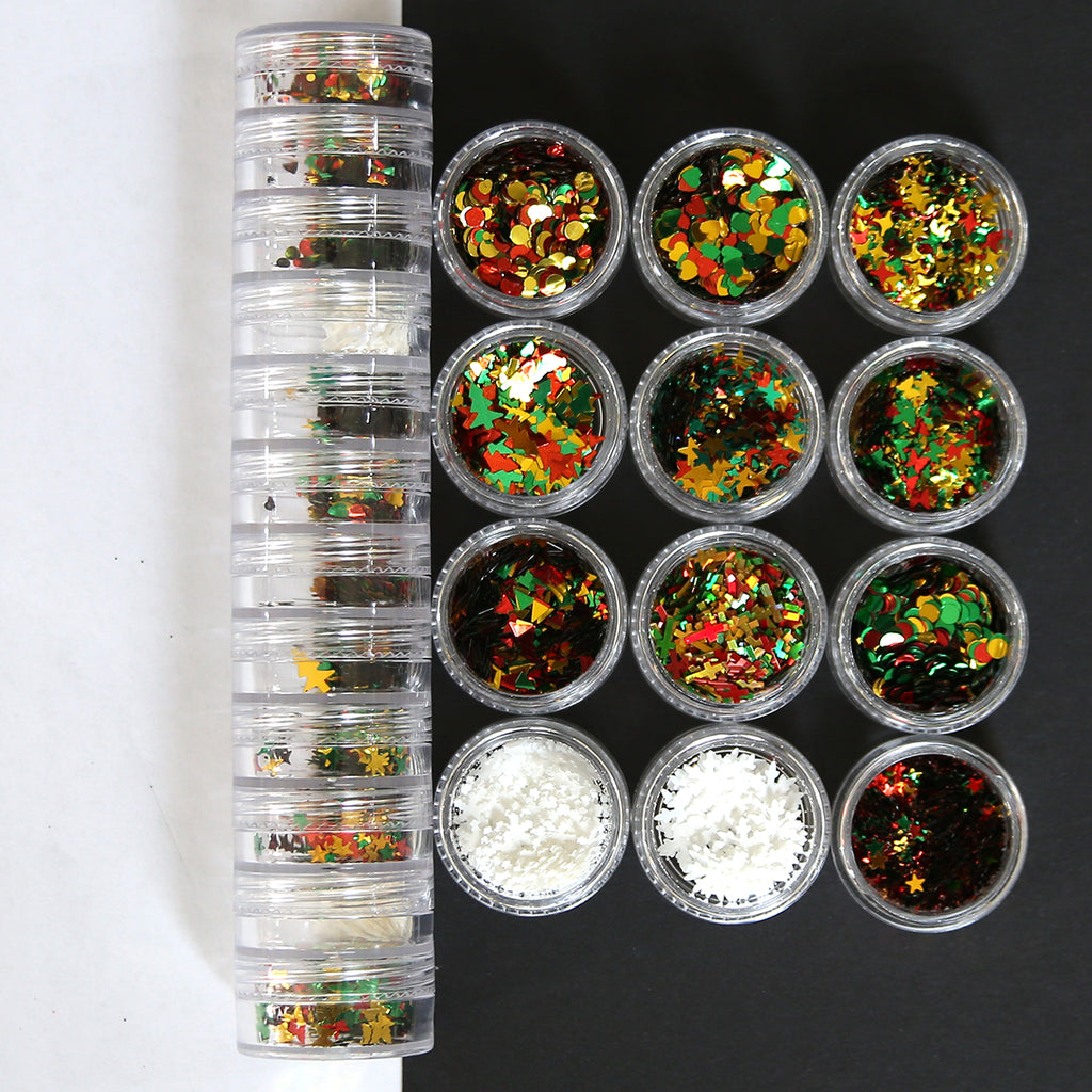 Christmas Colorful Glitter Flakes for Resin Trays | Bulk Wholesale Price