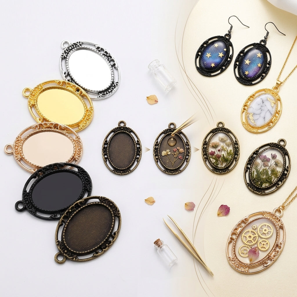 Metal Bezel Frames for Resin Jewelry Making | Wholesale DIY Pendant Supplies JS157