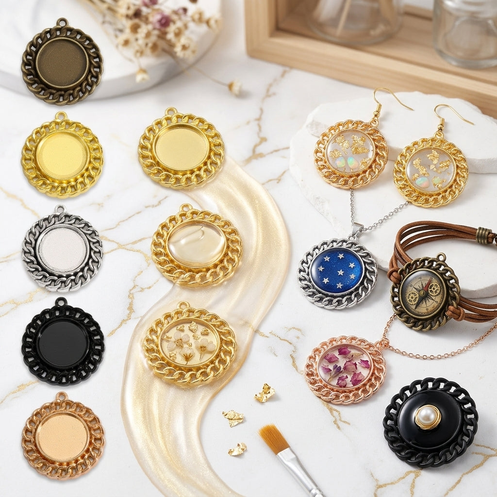 Assorted Color Metal Bezel Frames for Resin Casting Jewelry | Wholesale Craft Materials JS143