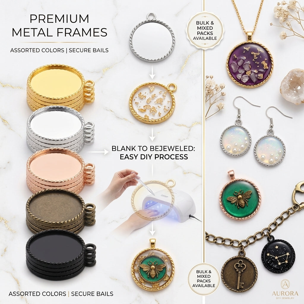 Premium Metal Pendant Bezels for Resin Art Projects | Custom Wholesale Supply JS145