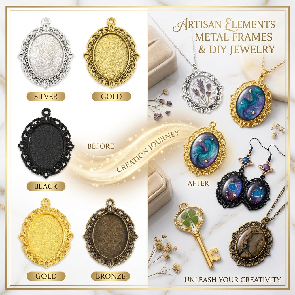 Gold Alloy Metal Bezels for Handmade Jewelry | Resin Pendant Making Components