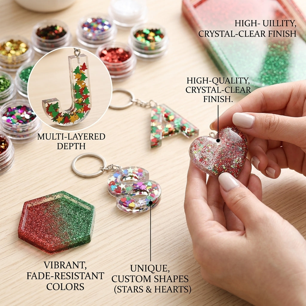 Christmas Colorful Glitter Flakes for Resin Trays | Bulk Wholesale Price