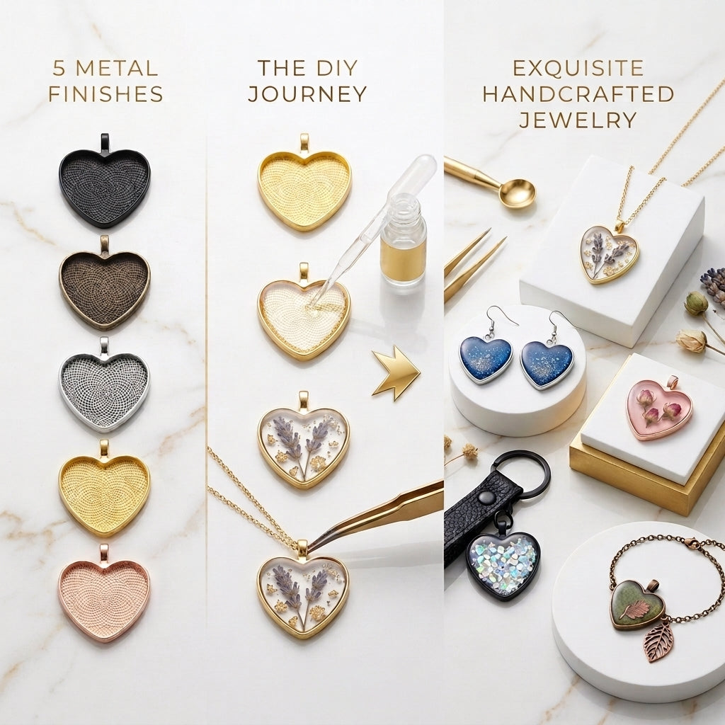 Small Metal Charm Frames for Resin Casting Jewelry | DIY Pendant Components Wholesale JS136