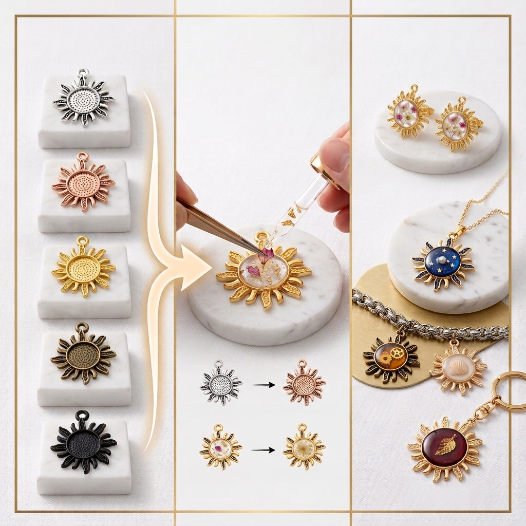 Custom Shape Metal Pendant Bezels for Resin Art | OEM Jewelry Frame Manufacturer JS131
