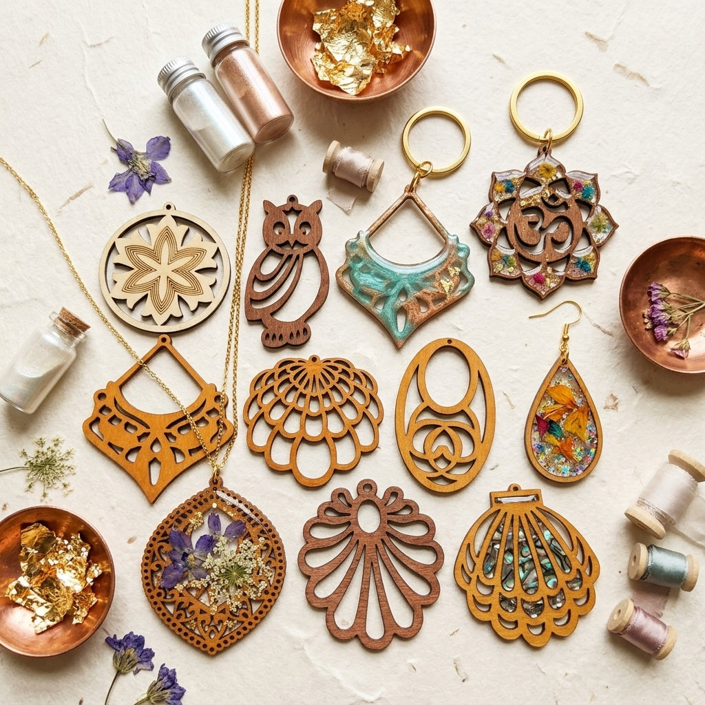 Wooden Open Frame Bezels for Epoxy Resin Crafts | Handmade Jewelry Making Accessories