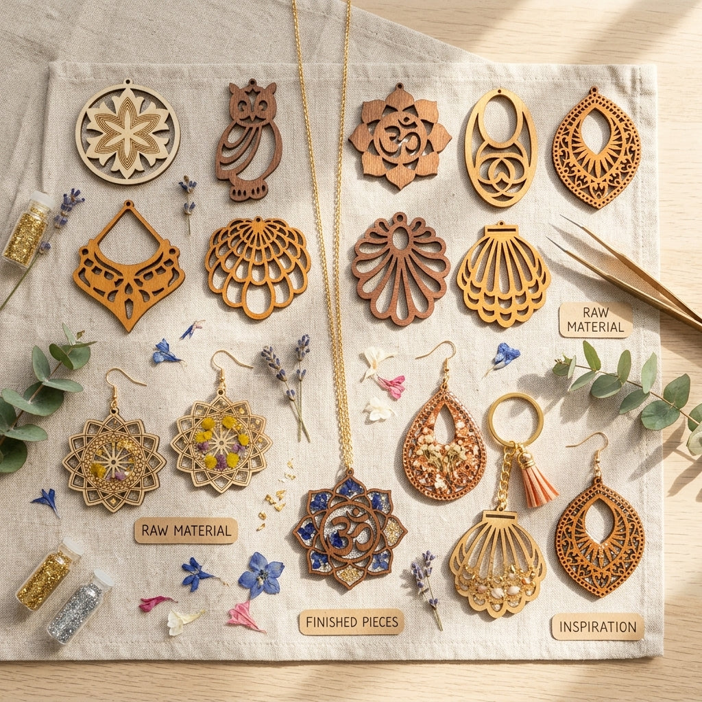 Wooden Open Frame Bezels for Epoxy Resin Crafts | Handmade Jewelry Making Accessories