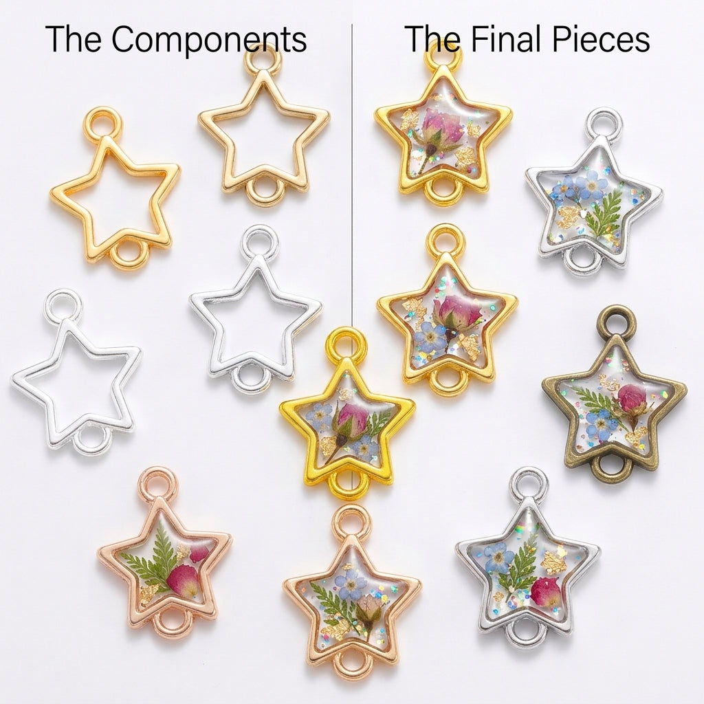 Wholesale Empty Pendant Frames | Metal Bezels for Resin Casting Jewelry JS111