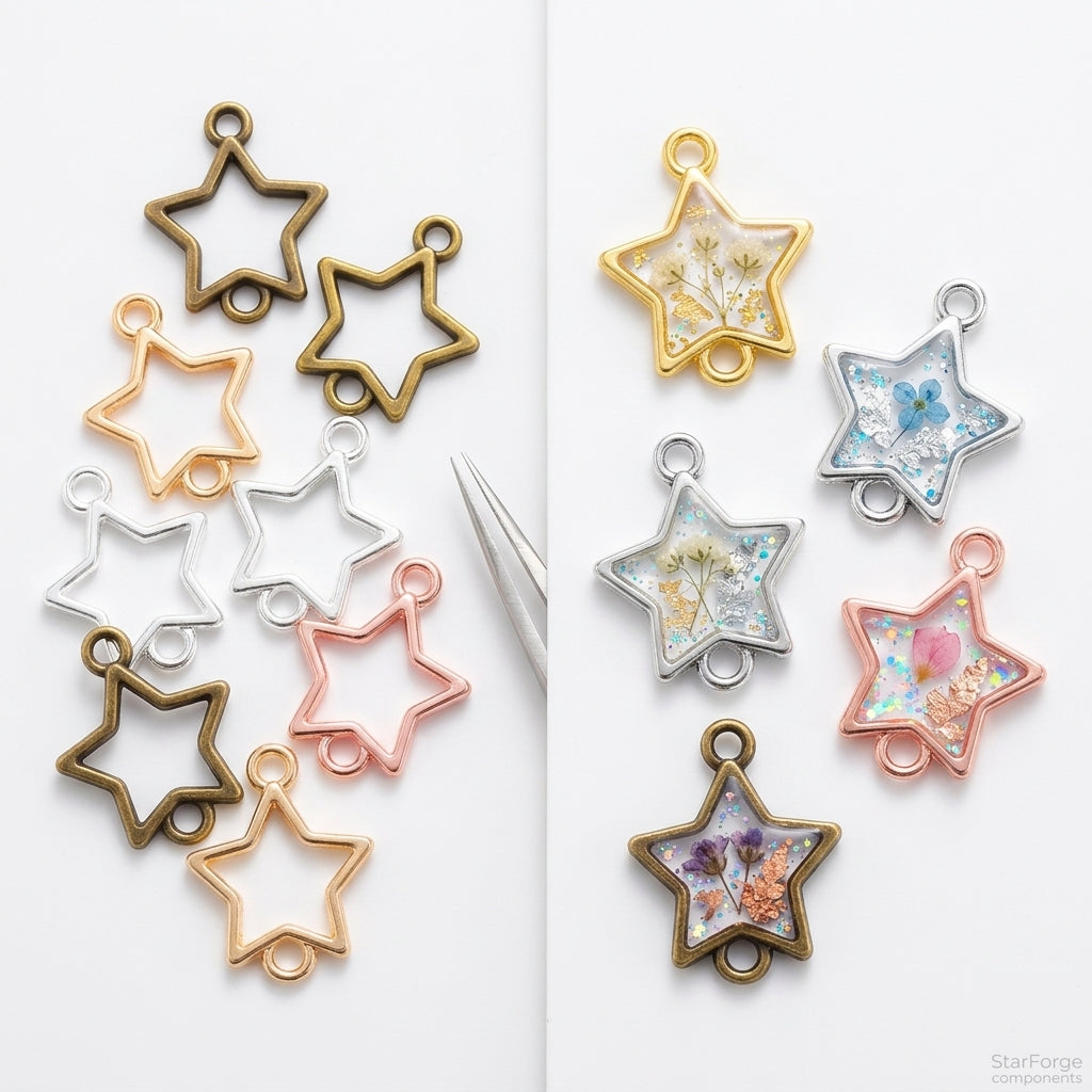 Wholesale Empty Pendant Frames | Metal Bezels for Resin Casting Jewelry JS111