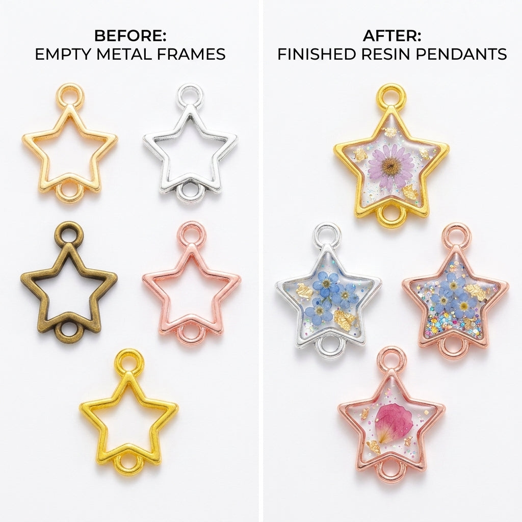 Wholesale Empty Pendant Frames | Metal Bezels for Resin Casting Jewelry JS111