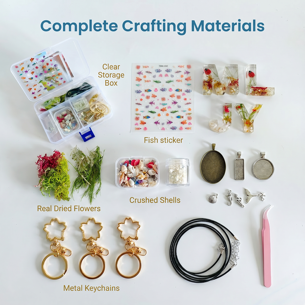 All-in-One Ocean  Resin Jewelry Kit – Complete DIY Craft Set with Storage Box, Molds & Accessories